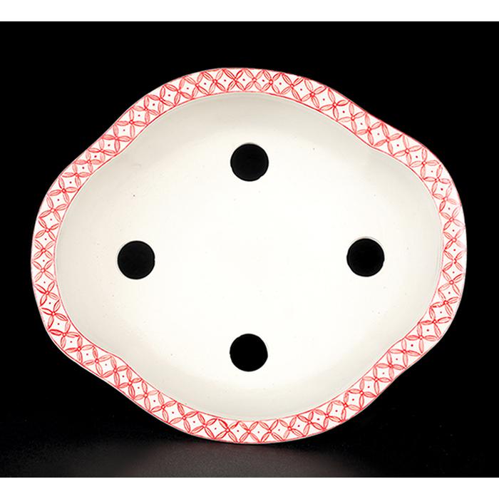 九谷焼 赤絵 【九谷 昇山 銘】/ 新品・未使用 盆栽鉢 九谷晃雲色絵龍図長方鉢 盆栽鉢 鉢 植木鉢 小鉢 bonsaipot 作家鉢 くた