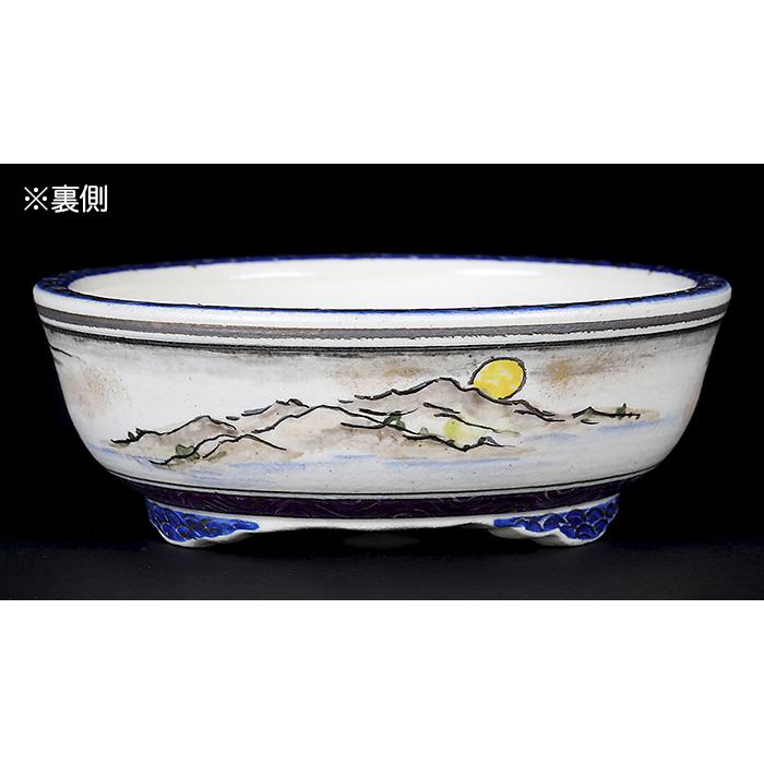 盆栽鉢 柳戸川浩山風景図丸鉢  絵付鉢 手造り 手描き 3号 9cm 小品盆栽 ミニ盆栽に最適 現品限りの画像
