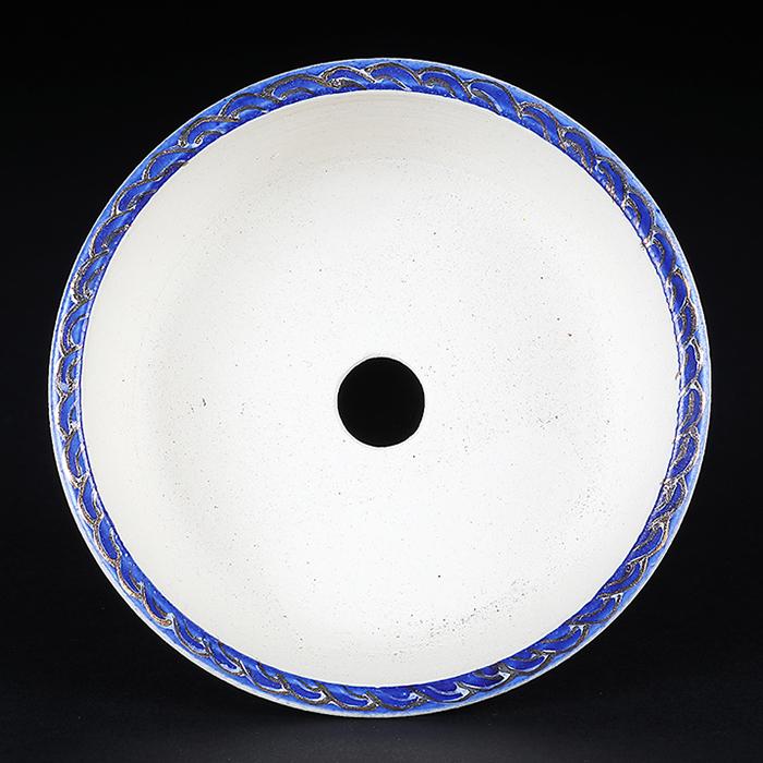 盆栽鉢 柳戸川浩山風景図丸鉢  絵付鉢 手造り 手描き 3号 9cm 小品盆栽 ミニ盆栽に最適 現品限りの画像