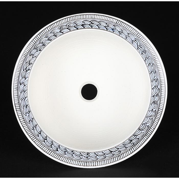 盆栽鉢 月之輪正泉五彩訪友図丸鉢 絵付鉢 色絵 京焼 清水焼 4号 13cm 小品盆栽に最適の画像