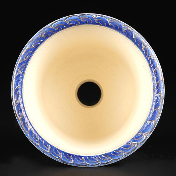 盆栽鉢 柳戸川浩山花鳥図丸鉢  絵付鉢 手造り 手描き 2号 7cm 小品盆栽盆栽 ミニ盆栽に最適 現品限りの画像