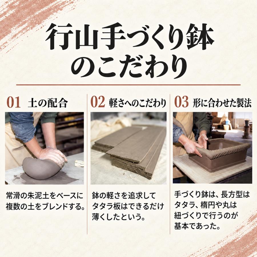 盆栽鉢 中野行山 切立長方鉢 15号 常滑焼 一品物 泥物 手づくり 作家鉢