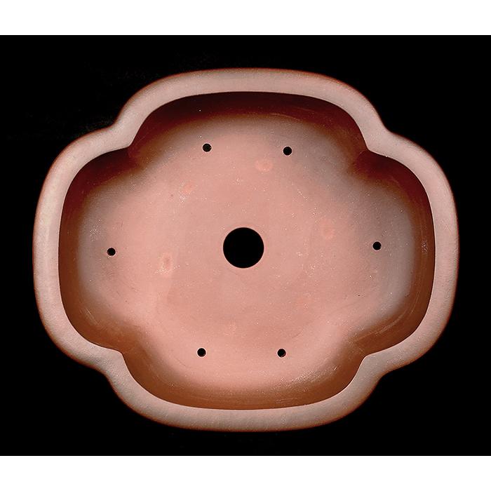 盆栽鉢 紫泥外縁木瓜式鉢 植木鉢 中国鉢 張氏製陶 落款あり 18号 55cm
