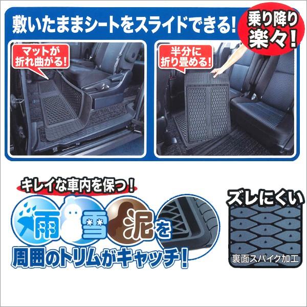 フロアマット 車 防水 カー セカンドシート 2列目 汎用 フレッツクスガード ミディアムクラス ミニバン ラバー ゴム 無地 ブラック 黒  50×140cm 6455-05