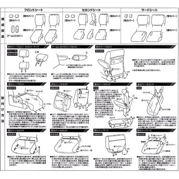 シートカバー くるま 車 日産 ニッサン セレナ 専用 C26系 H24.8-H25.12 ミニボーダー レッド 赤 W8-40｜bonsan｜03