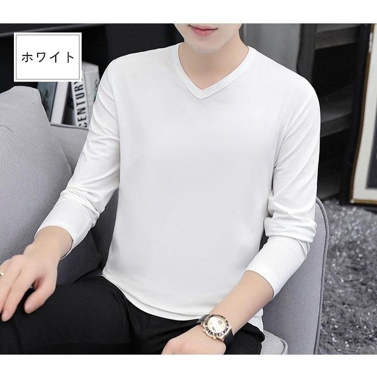 ユニ　Ｖネック　長袖シャツ　アンダー　Mサイズ tシャツ メンズ 無地 Vネック ストレッチ インナー 長袖 深Vネック