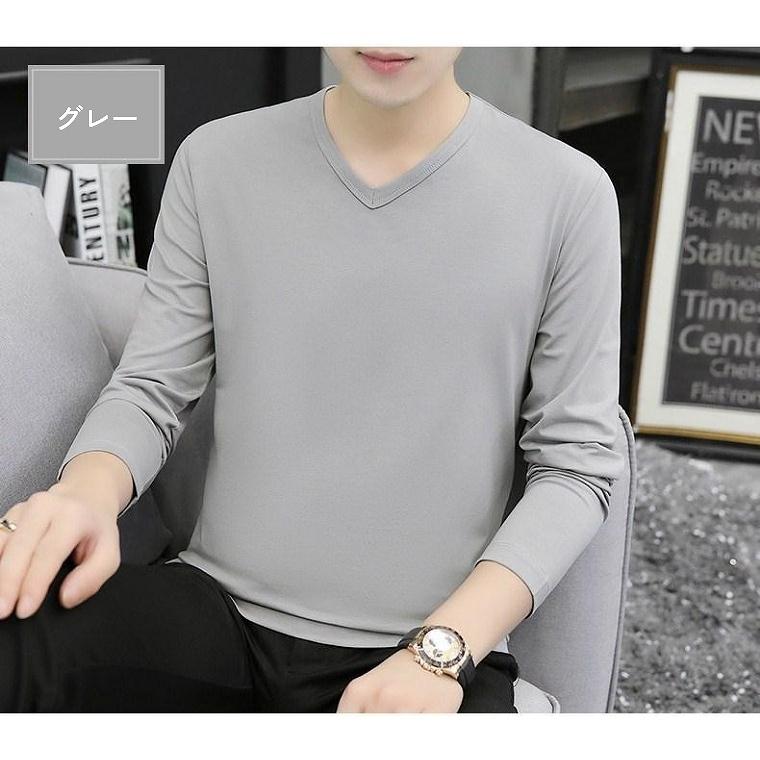 ユニ　Ｖネック　長袖シャツ　アンダー　Mサイズ tシャツ メンズ 無地 Vネック ストレッチ インナー 長袖 深Vネック
