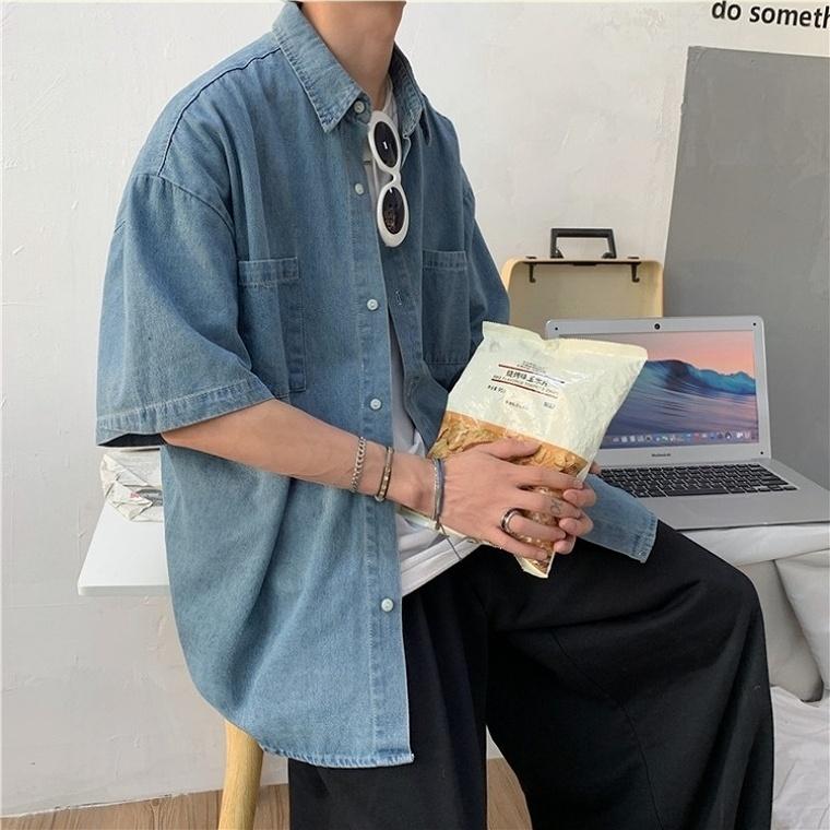 ビッグシルエット シャツ 半袖 メンズ 無地 シンプル 大きいサイズ