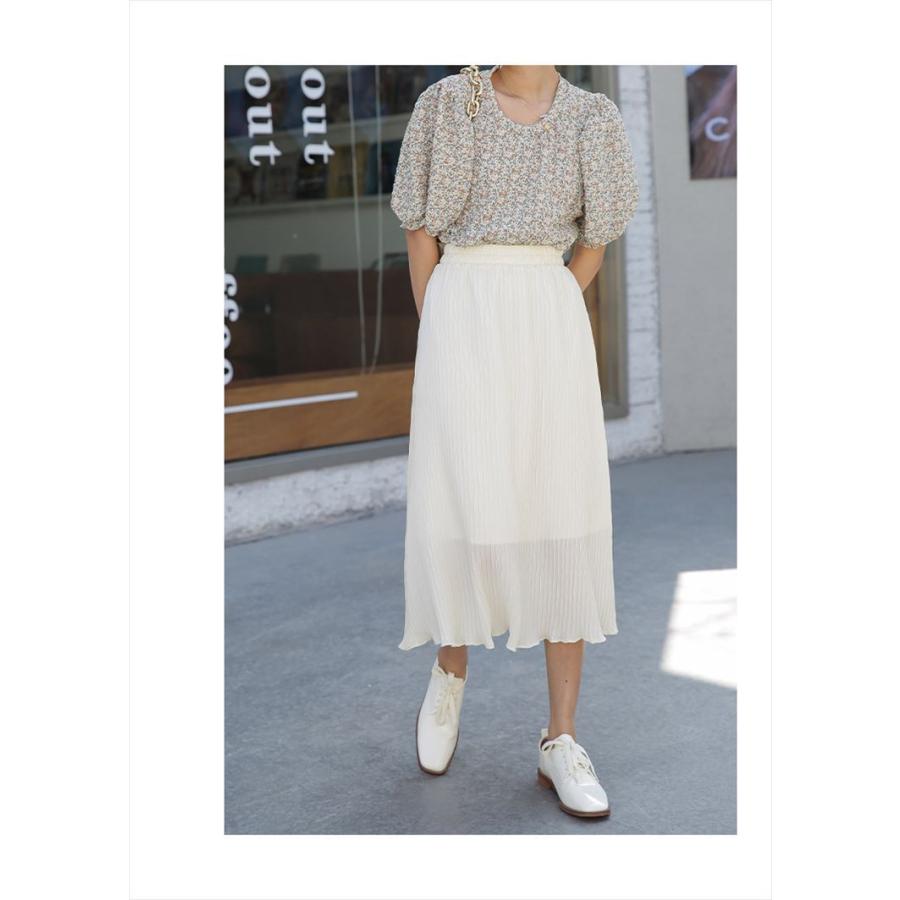 トップス ブラウス 半袖 パフ袖 パフスリーブ ボリューム袖 総柄 花柄