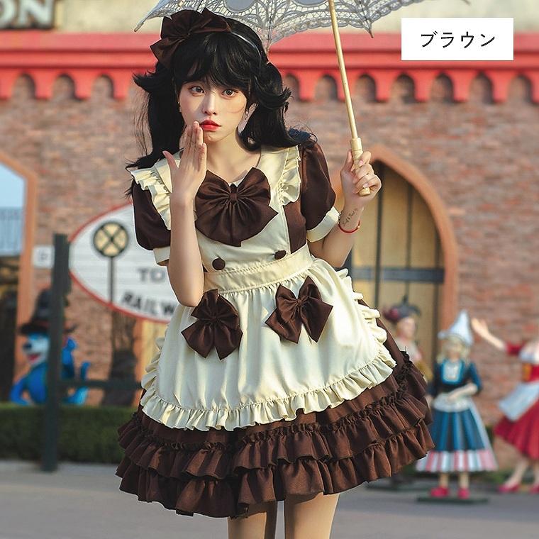 コスプレ ハロウィン コスチューム ロリータ メイド メイド服 仮装 衣装 レディース ワンピース ミドル丈 ワンピ ロングワンピ 膝下丈 ハロウィンコスプレ｜boo-colle｜09