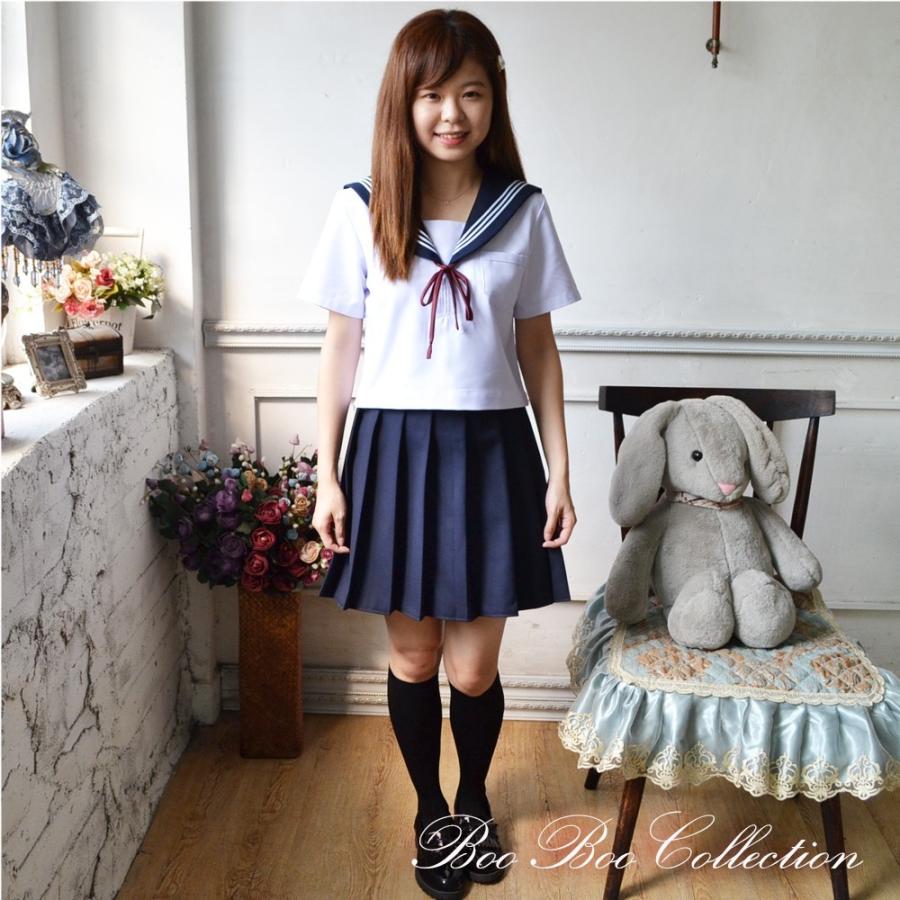 セーラー服 正統派 制服 女子高生 通学 学生 中学 ネイビー 紺 夏服 Jk0536 Jk0536 Booboo Collection 通販 Yahoo ショッピング