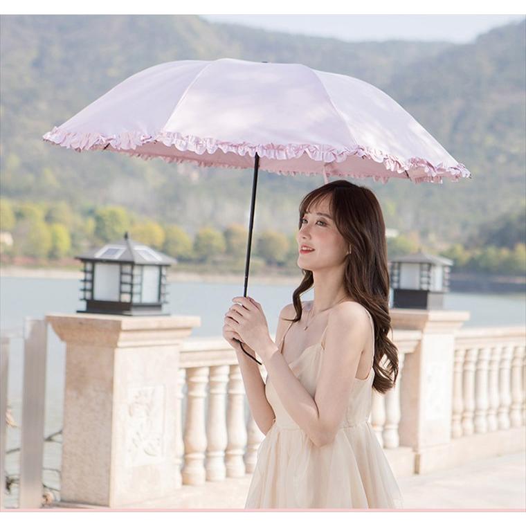 日傘 折りたたみ フリル 晴雨兼用 軽量 折り畳み 撥水 遮光 遮熱 涼しい かわいい おしゃれ 傘 大人 Uvカット Jk0624 Booboo Collection 通販 Yahoo ショッピング