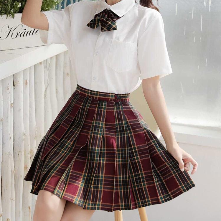スクールスカート 正統派 制服 長めプリーツスカート 3点セット 女子 