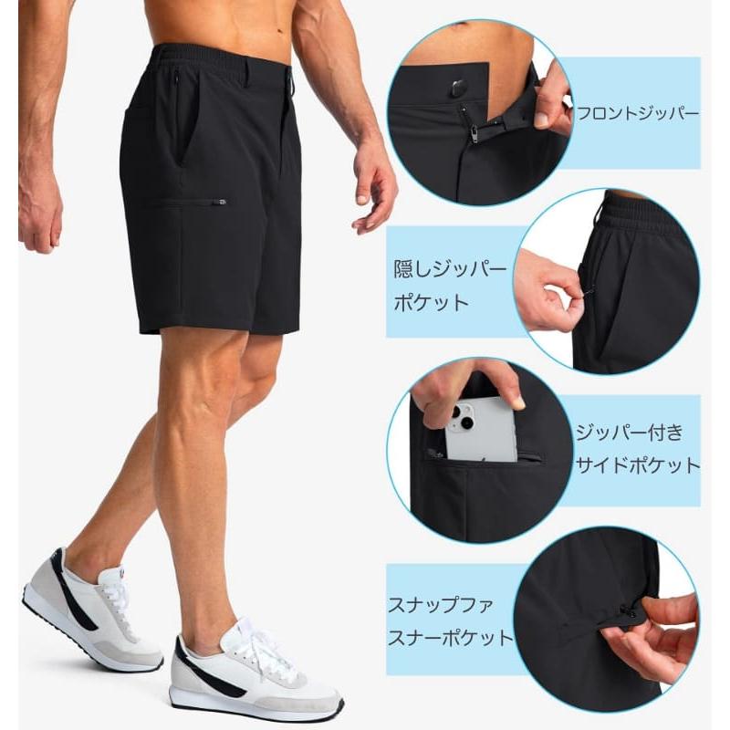 メンズ ショートパンツ 速乾 ストレッチ 多ポケット ハーフパンツ