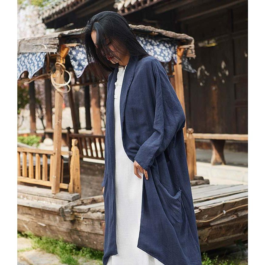 美品　ナゴンスタンス  麻　リネン　ガウン　カーディガン　羽織り 決算処分50%OFF】 リネンロングカーディガン トップス 麻100% 羽織り