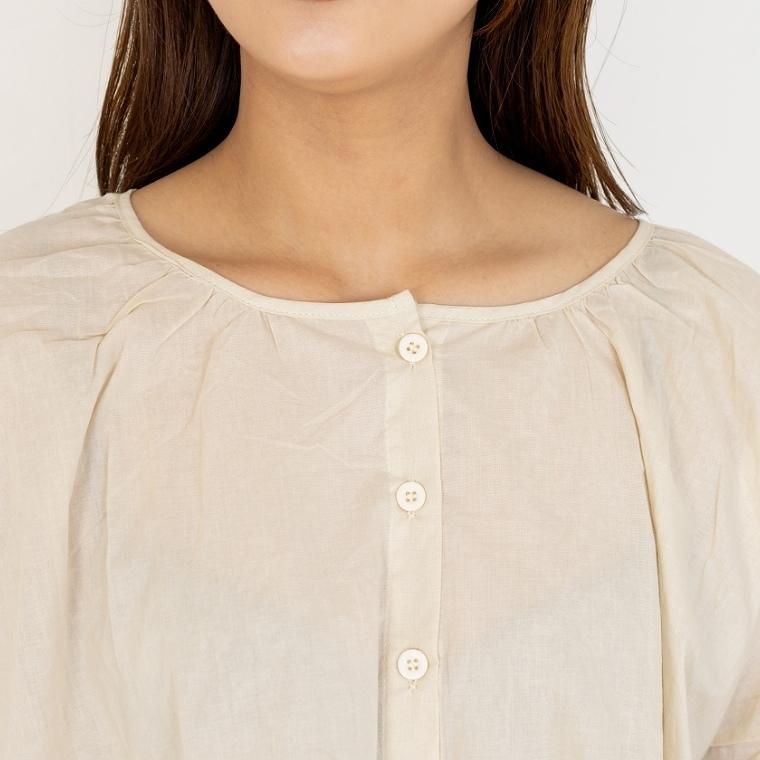 レディース ブラウス ベージュ 小さいサイズ ワッシャーボリュームブラウス 低身長さん・小柄
