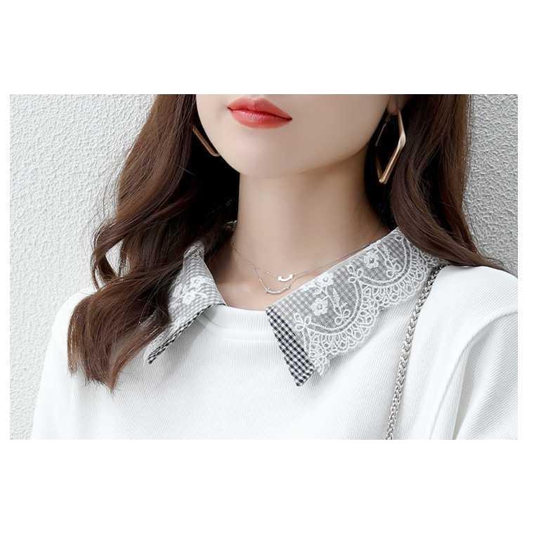 シャツ レディース カットソー 長袖 襟付き 花柄 レース トップス