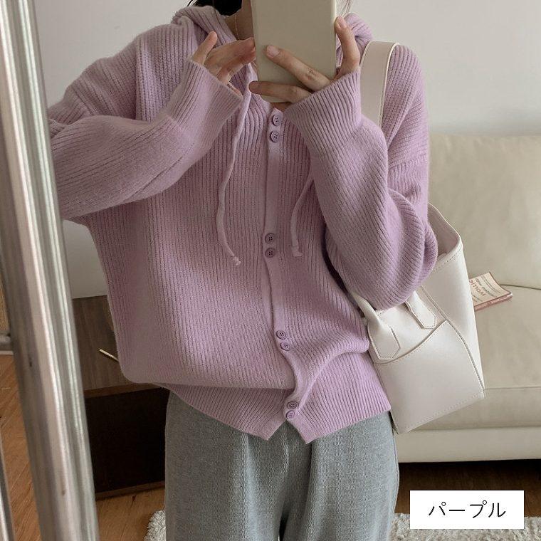 パーカー ニット フードニット レディース プルオーバー ゆったり