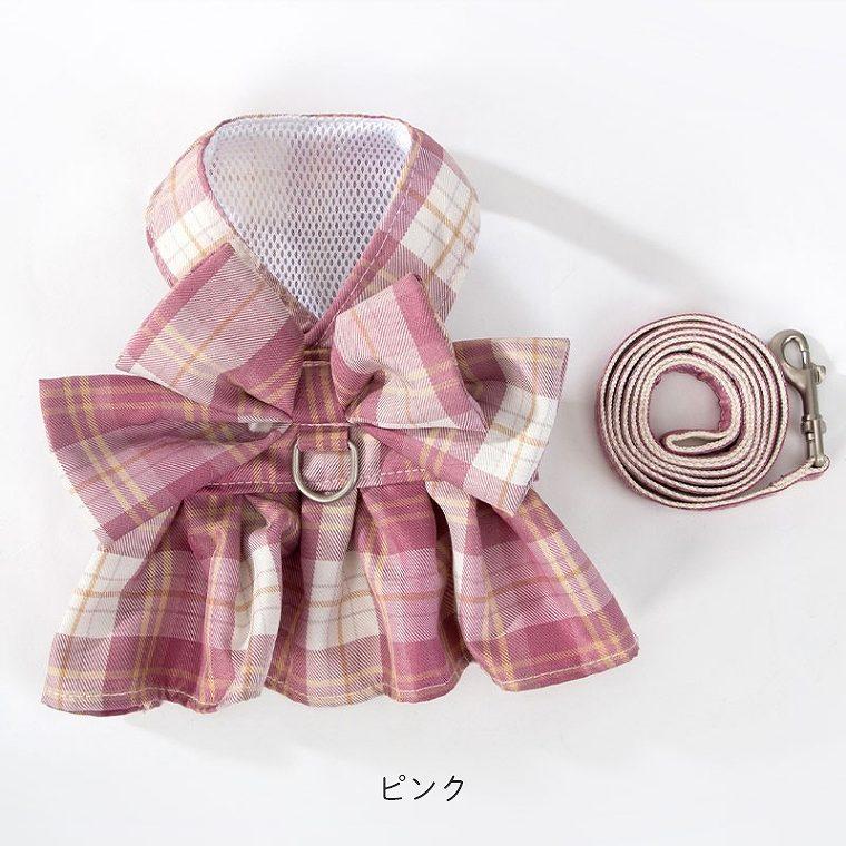 ハーネス リード 猫用胴輪 犬用胴輪 セーラー服 かわいい チェック柄