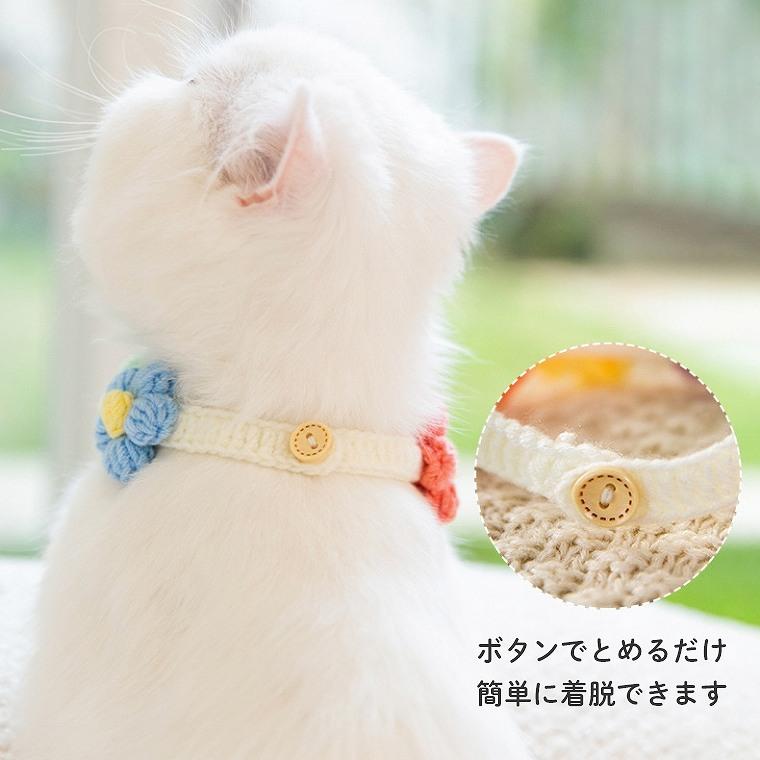 フラワーフラワー(③)ダブルリボン、わんちゃん猫ちゃん用首輪 ブルーフラワー(②)ダブルリボン、わんちゃん猫ちゃん用首輪