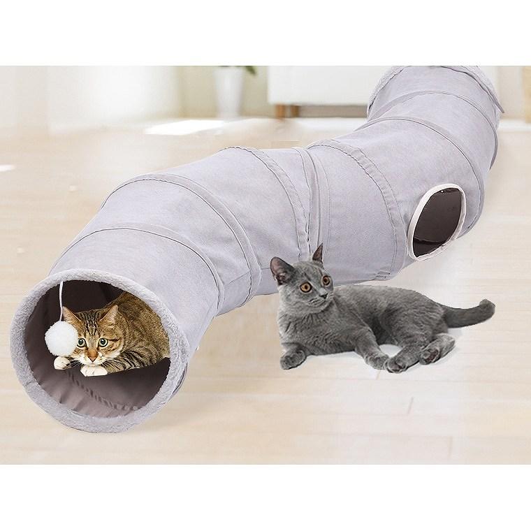 S型 S字 猫 トンネル おもちゃ 玩具 人気 交換ポンポン付き キャット