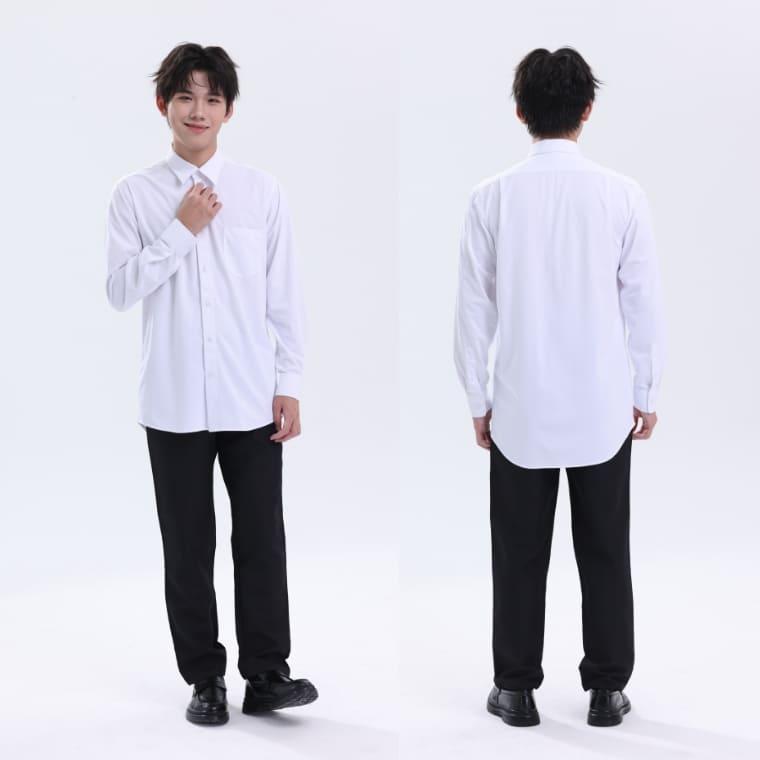 スクールシャツ 男子 ノーアイロン 長袖 ニットシャツ 形態安定 形状