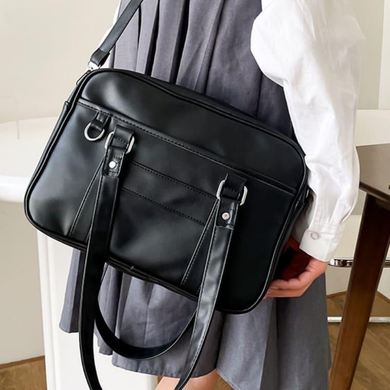 PUレザー スクールバッグ 女子高生 制服 バッグ スクバ ボストンバッグ