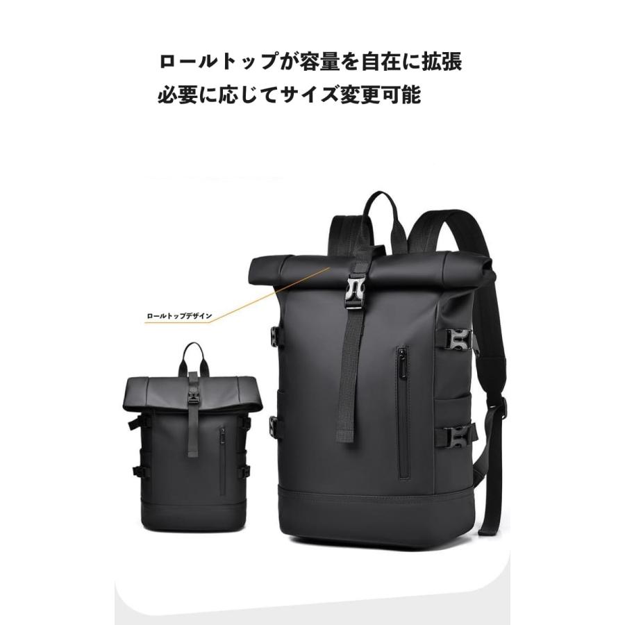 ロールトップ リュック バックパック 大容量 15インチ PC収納 防水 撥