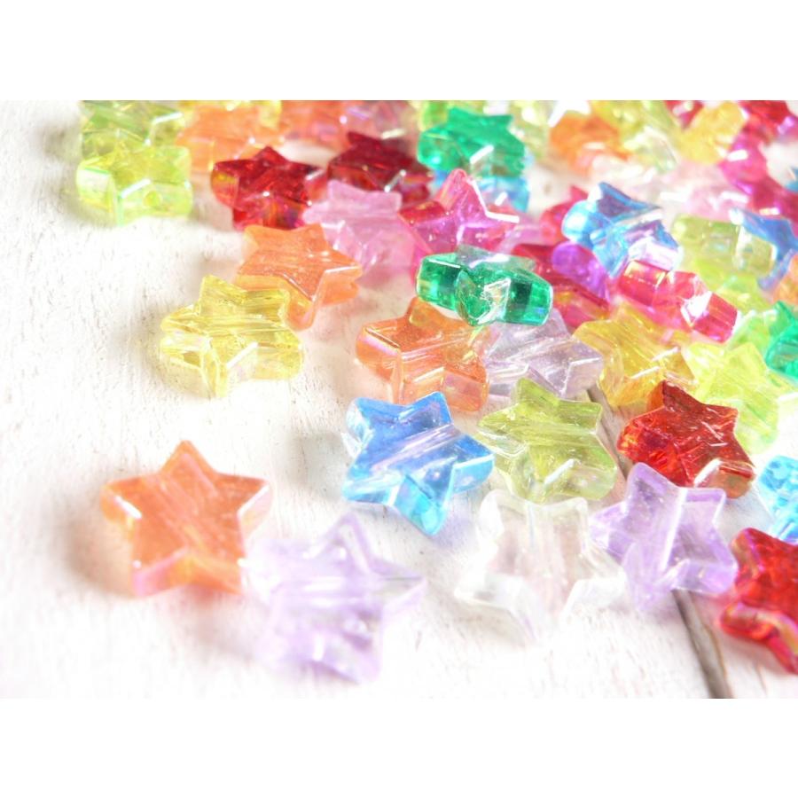 ビーズ 星 オーロラ ほし スター 100個 手芸 パーツ ハンドメイド 材料