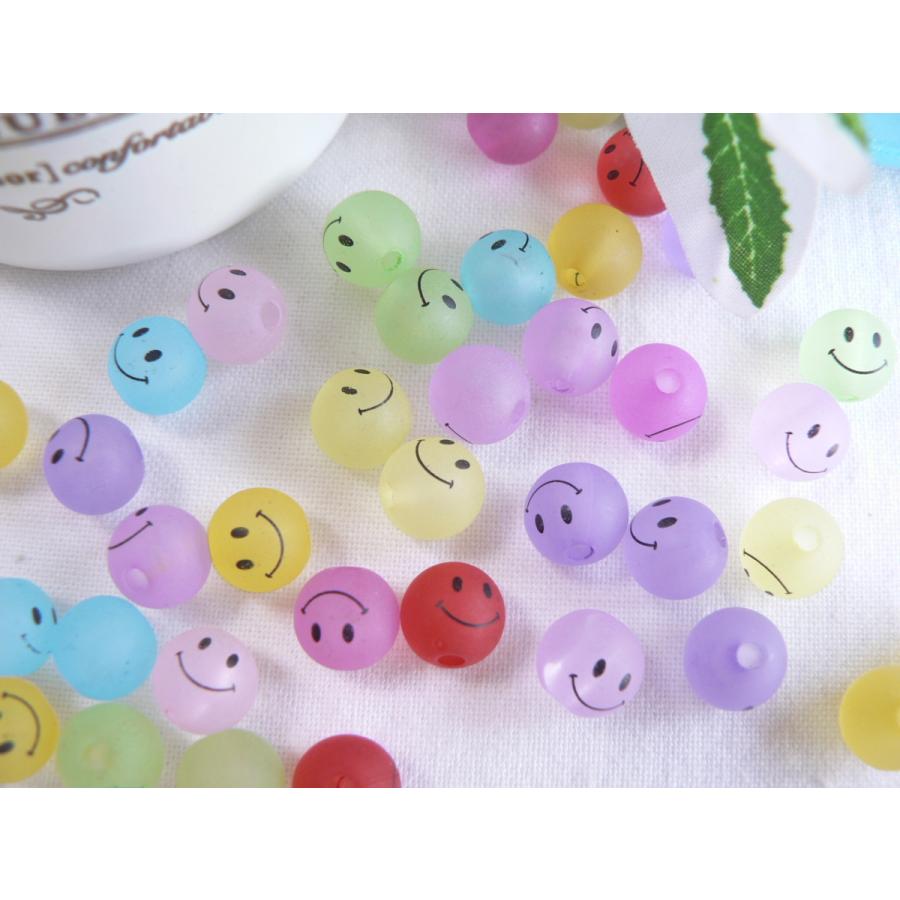 ビーズ スマイル 30個 7mm カラフル スマイリー ニコちゃん #2623