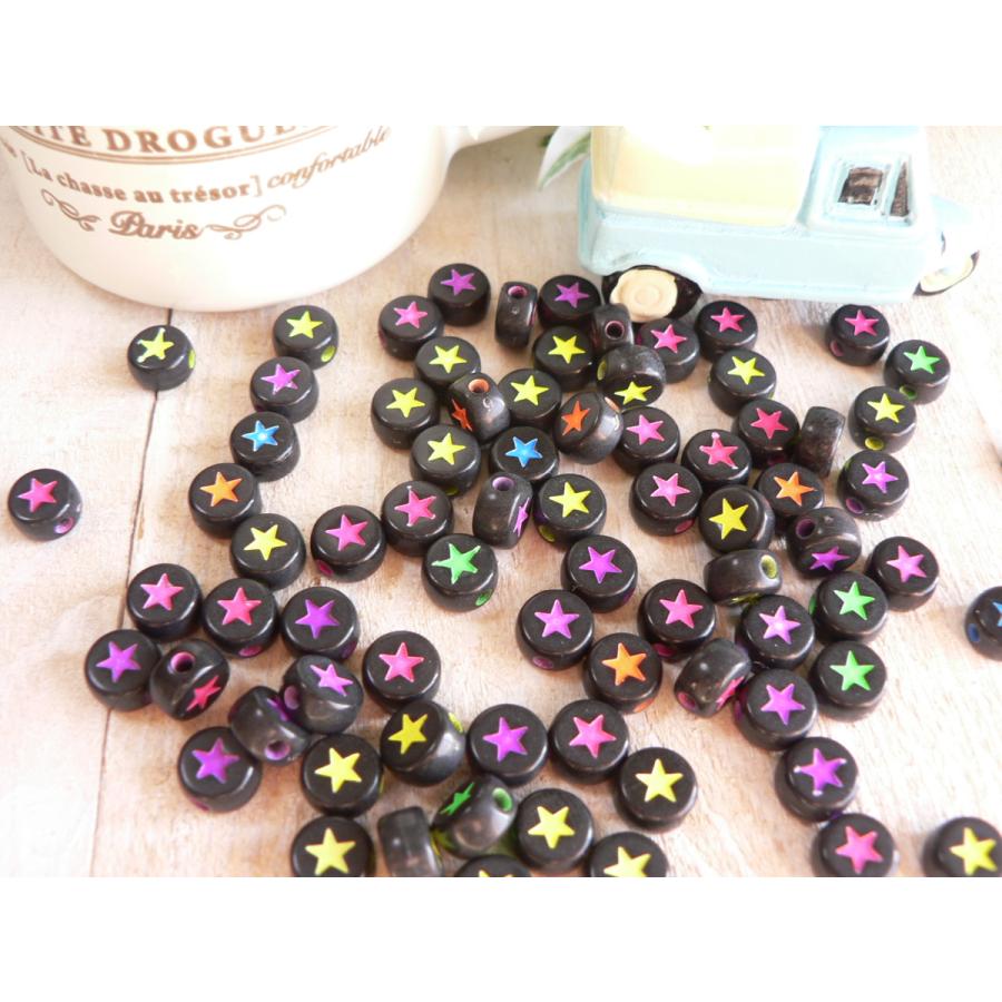ビーズ 星 ほし スター 黒 100個 手芸 パーツ ハンドメイド 材料 #2638