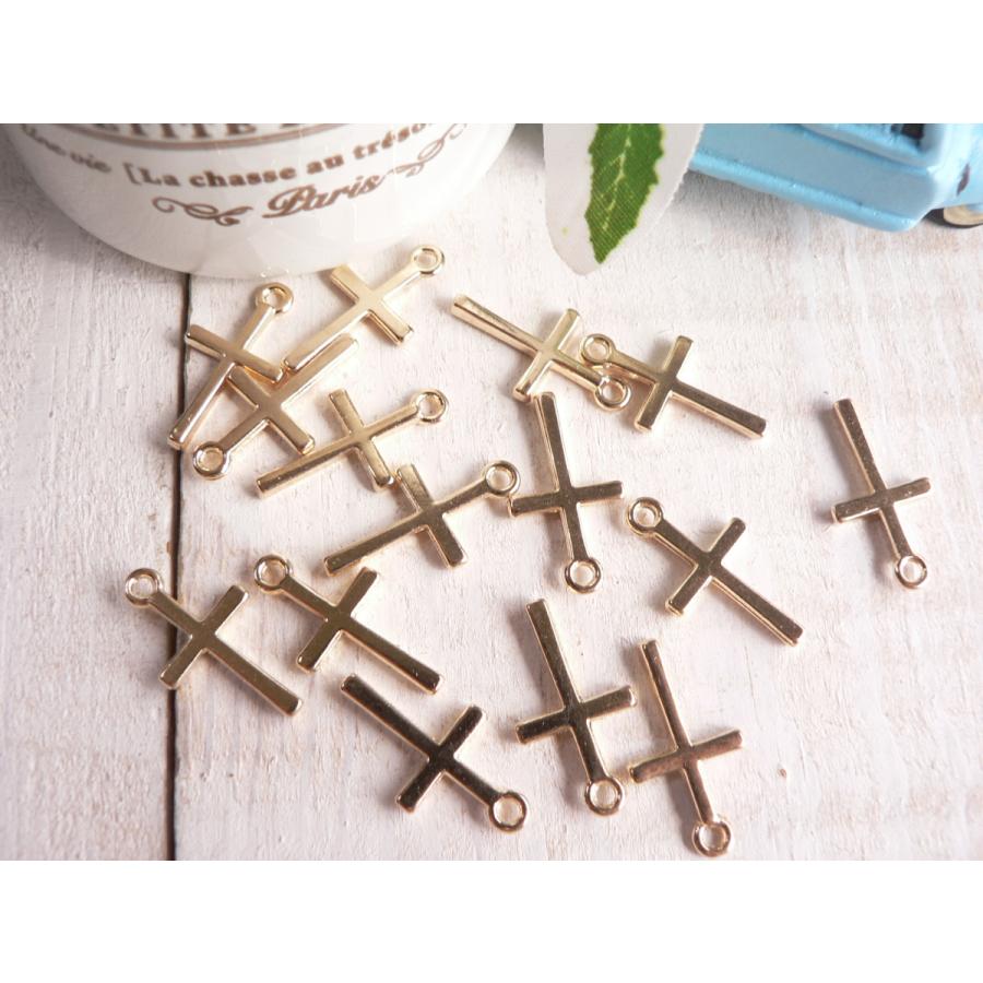 チャーム クロス 15個（#1830） 十字架 金 手芸 パーツ ハンドメイド
