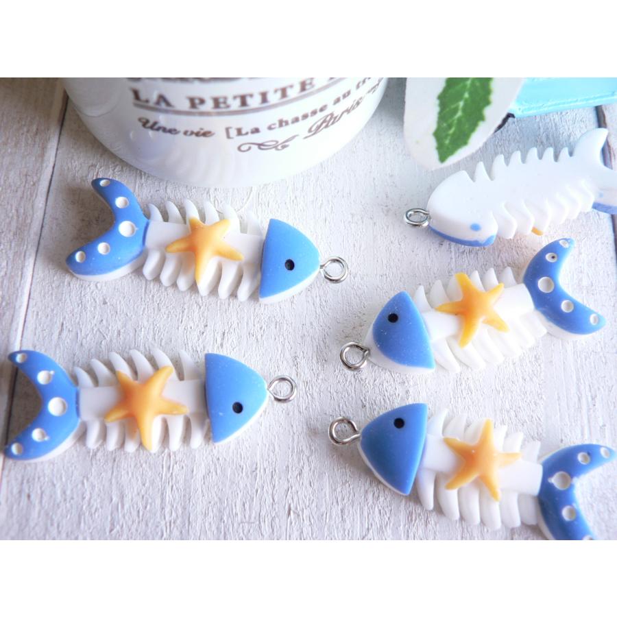 チャーム 魚 4個( #2801） フィッシュ 星 骨 ぺンダントヘッド