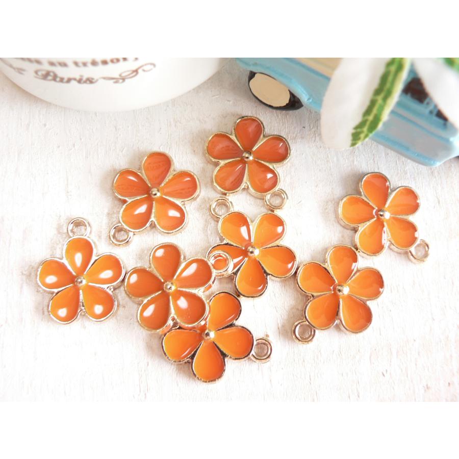 チャーム お花 オレンジ フラワー 8個 手芸 パーツ ハンドメイド 材料