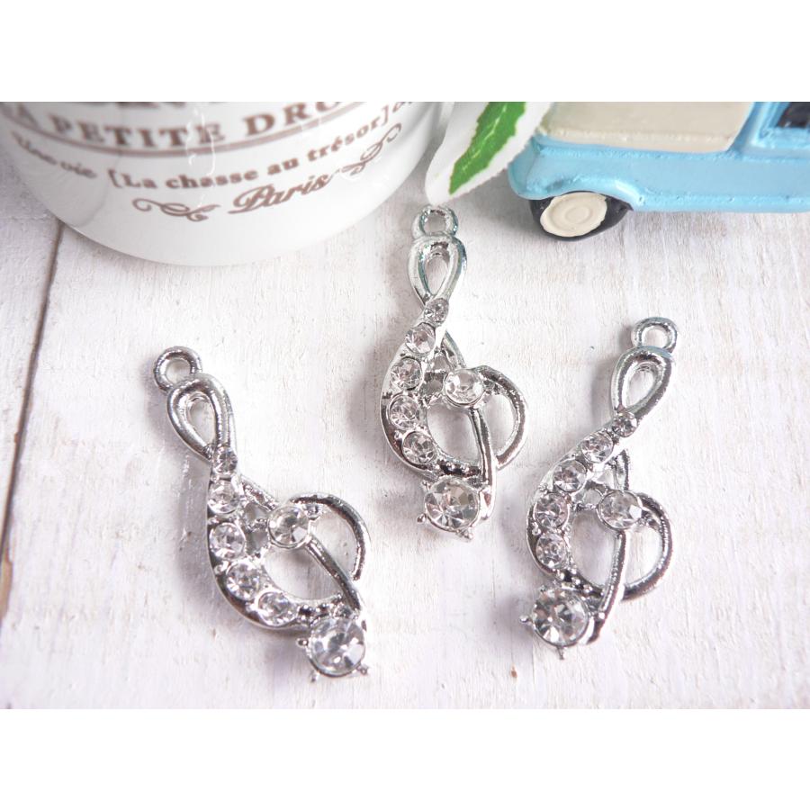 チャーム ト音記号 音符 3個 シルバー 銀 手芸 パーツ ハンドメイド