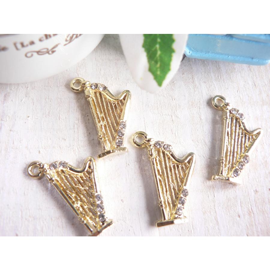 チャーム ハープ 4個 音楽 ミュージック 手芸 パーツ ハンドメイド  