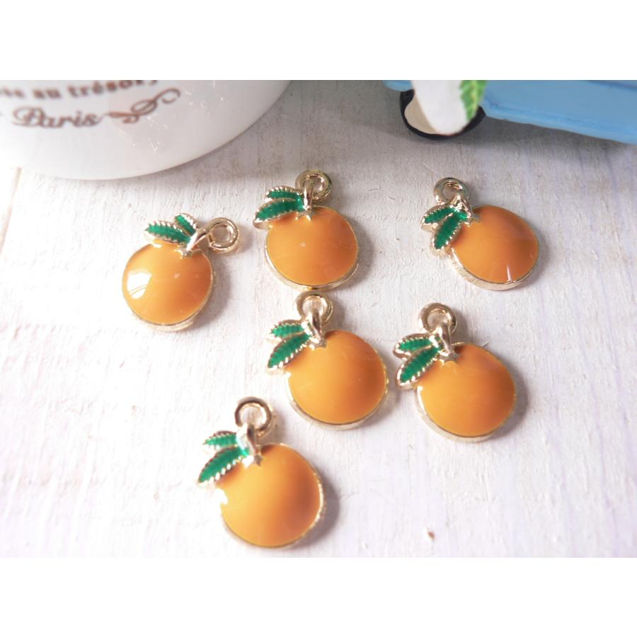 チャーム オレンジ みかん 6個入 ペンダントヘッド ファスナー