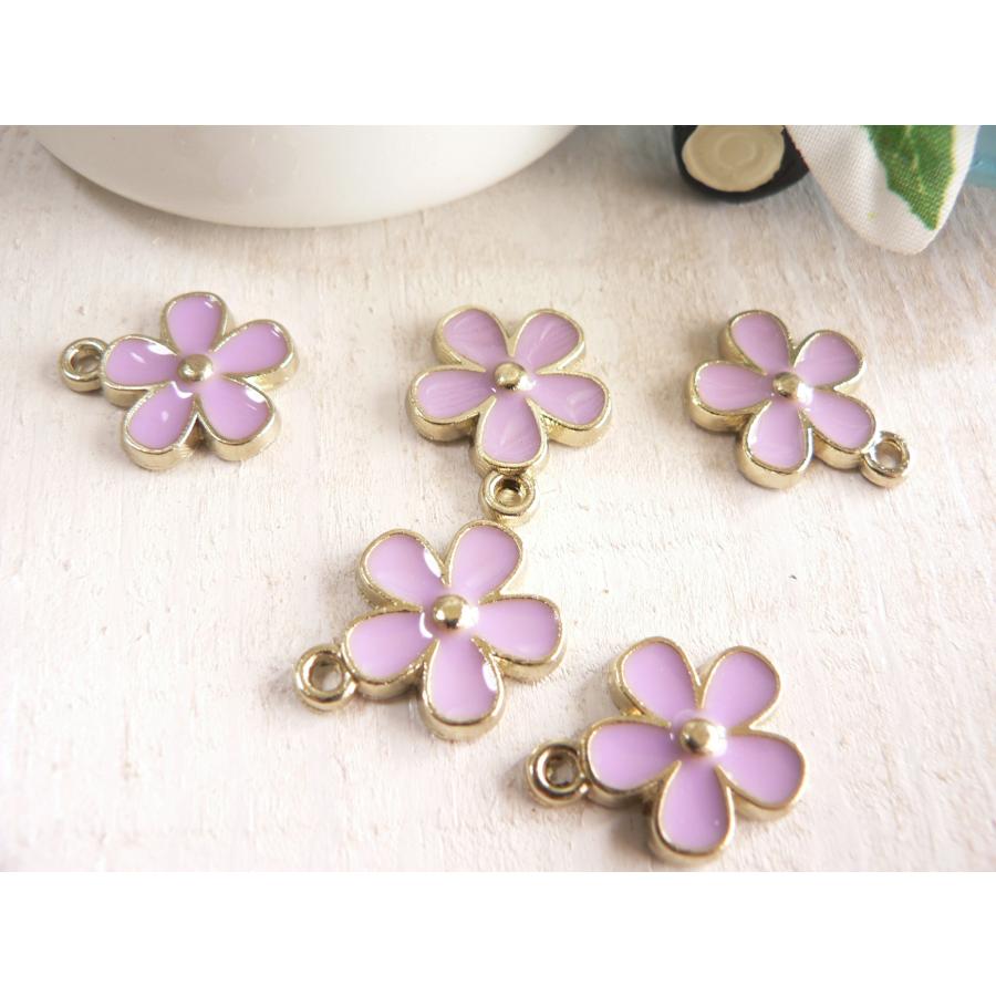チャーム お花 紫 フラワー 5個 手芸 パーツ ハンドメイド 材料 #3894
