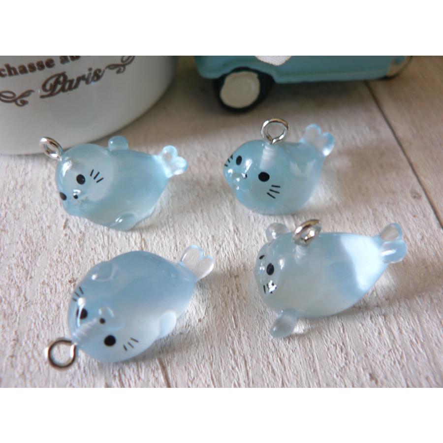 チャーム アザラシ あざらし 4個( #3927) ミニ シルバー ペンダント