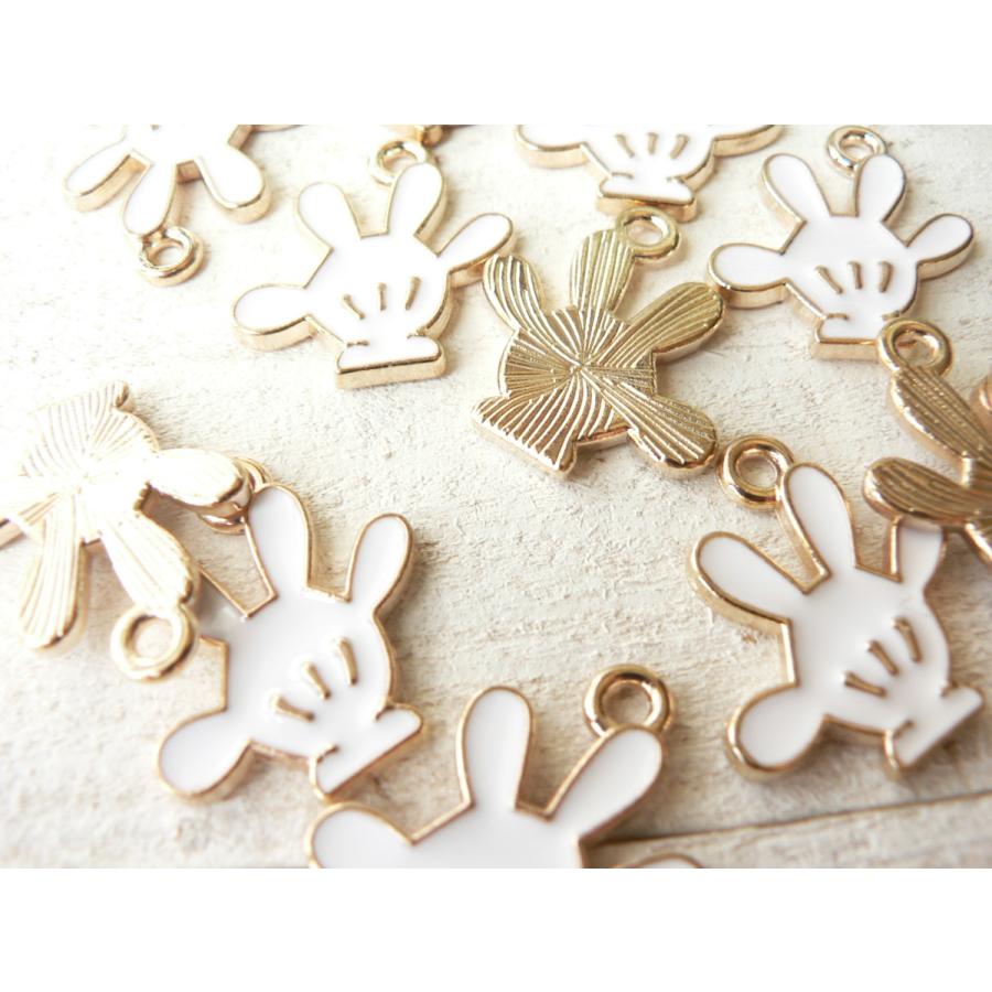 チャーム 手袋 6個 ( #726) ハンド ミッキー？ ミニー？ 白 金 手芸