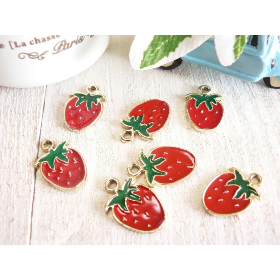 チャーム イチゴ 6個入 いちご ストロベリー 赤 手芸 パーツ
