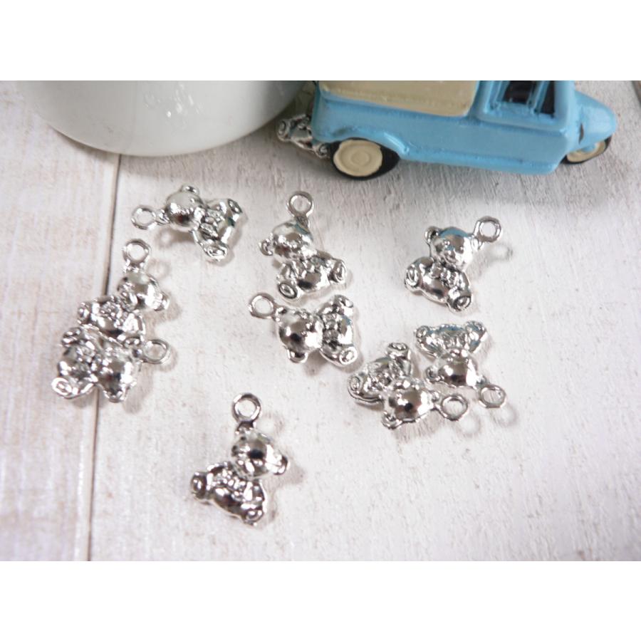 チャーム くまさん 10個入 くま クマ ベアー シルバー 手芸 パーツ