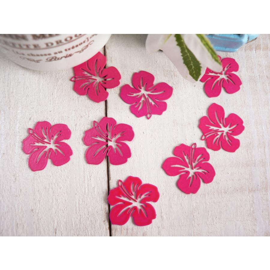 チャーム ハイビスカス お花 6個入 ピンク 手芸 パーツ ハンドメイド