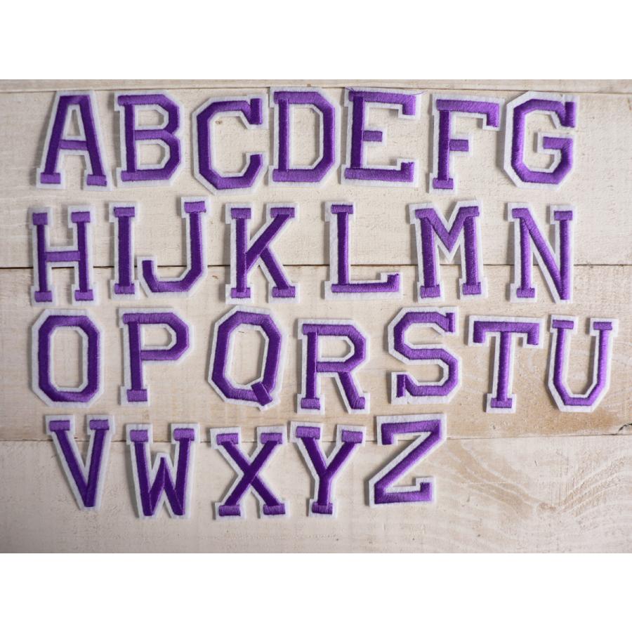 ワッペン 英文字 アルファベット 紫色 パープル 英文字 アイロン 