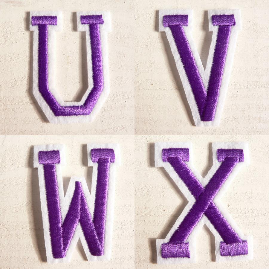 ワッペン 英文字 アルファベット 紫色 パープル 英文字 アイロン