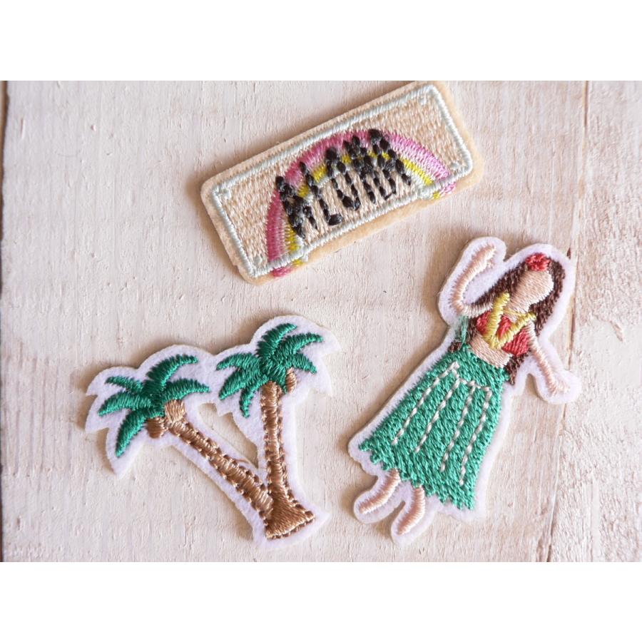 ワッペン フラガール フラダンス ハワイ ヤシの木 3枚セット アイロン