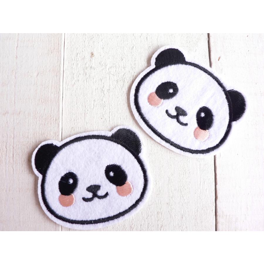 ワッペン パンダ アイロンワッペン アップリケ フェイス 2枚 #1072  