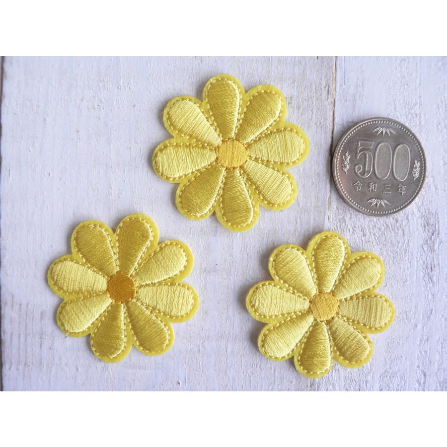 ワッペン お花 3枚セット 黄色 イエロー ミニワッペン アイロン