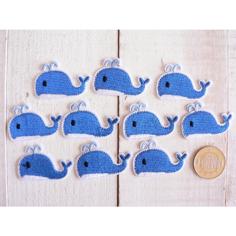ワッペン クジラ くじら アイロンワッペン ミニ アイロンパッチ
