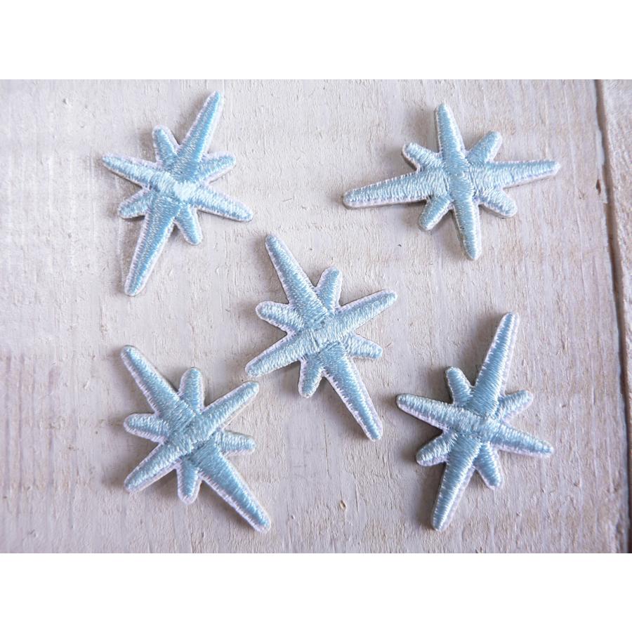 ワッペン 星 ミニ ♪5枚セット♪ キラキラ 水色 ほし スター アイロン